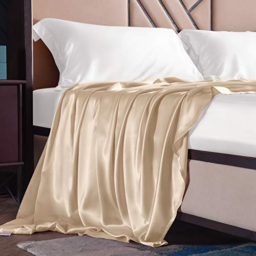 THXSILK Seide Betttuch/Bettlaken/Haustuch, Nahtlos Champagner Seiden Bettlaken, 100% Reine 19 Momme Maulbeerseide Bettwäsche, 180x260 cm