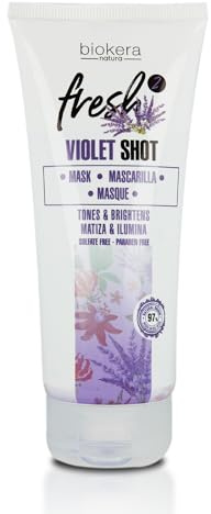 SALERM - Mascarilla Matizadora - Biokera Fresh Violet Shot Mascarilla - 200 ml - para Cabellos Rubios, con Canas, Mechas o Decolorados - Previene el Envejecimiento y la Oxidación - Matiza e Ilumina