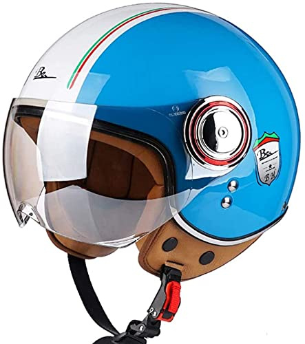 3/4 Open Face Motorcykelhjälm, Open Face Hjälm Med Visir, Retro Mopedhjälmar För Vuxna För Män Kvinnor, Half Face Motorcykelhjälm ECE-Godkänd Hjälm C, L=(59~60CM)