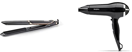 BaByliss Smooth Pro 235 Hair Straighteners, Ionic, Salon Performance, Controlled Heat, 6 Settings, Ceramic Plates & Power Smooth 2400W Hair Dryer, Black, Fast, Lightweight, Ionic Dryer