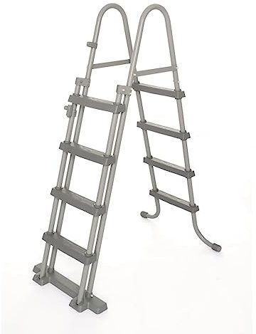 Toshilian Escalera Doble de Seguridad, Escalera de Piscina Elevada Escalera de Piscina Escalera de Piscina de 4 peldaños Flowclear 122 cm