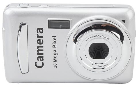 Digital Camera, 16MP 1080P HD Pocket Compact Camera with 2.4 Inch Screen, 16X Zoom Autofocus, Anti Shake, Portable Vlogging Camera, for Boys Girls Kids (Silver Gray)