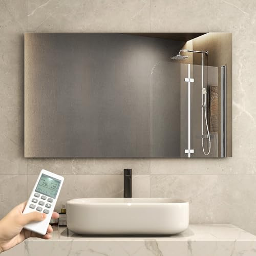 Specchio per riscaldamento a infrarossi con termostato, 580 Watt, pannello da parete con telecomando