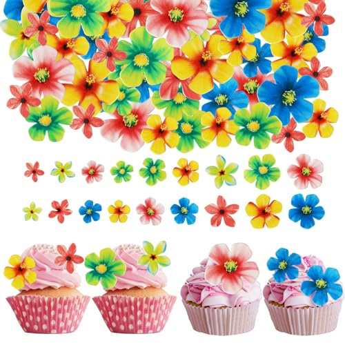 OSDUE Fiori Commestibili per Torte, 70 Pezzi Fiori Commestibile Cupcake Toppers, Fiori Cake Decorazioni Commestibile per Cupcake, Ornamenti Floreali per Compleanno Alimentari Festa Matrimoni
