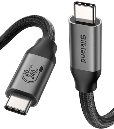 Silkland USB4 für Thunderbolt 4 Kabel 5M, 20Gbps Datenkabel USBC, 5K@60Hz 4K@144Hz Monitorkabel USBC, 240W 5A PD3.1 Ladekabel für MacBook, PSSD, iPad, iPhone 16/15 Pro, Dockings, Monitor, Android Auto