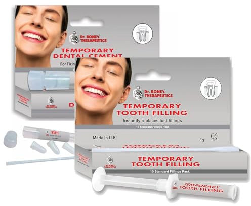 Dr. Bone's Therapeutics ® Dental Repair Kit for Home & Travel – Temporary Tooth Filling & Glue Caps for Loose Caps & Crowns – First Aid Cavity Fill Kit with Syringe & 3 Glue Capsules – Made in the UK