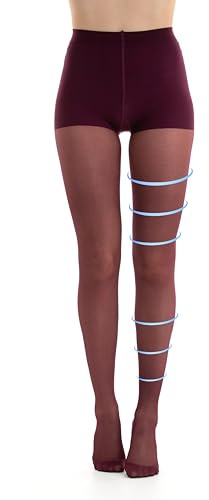 Gi&Gi Medizinische Kompressionsstrumpfhose für Damen, Stützstrumpfhose mit Graduated Compression,14-16 Klasse 1 graduiert, Strümpfe tex 70 den durchscheinend formend für Damen (BORDEAUX, L)