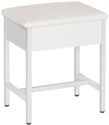 Hzuaneri Toalettpall, Fotpall I Vardagsrum, SovrumsbäNk, Vadderad Toalettpall, LäMplig föR OmkläDningsrum, Sovrum, Entré, 30 x 40 x 46 cm, Vit VS32503X
