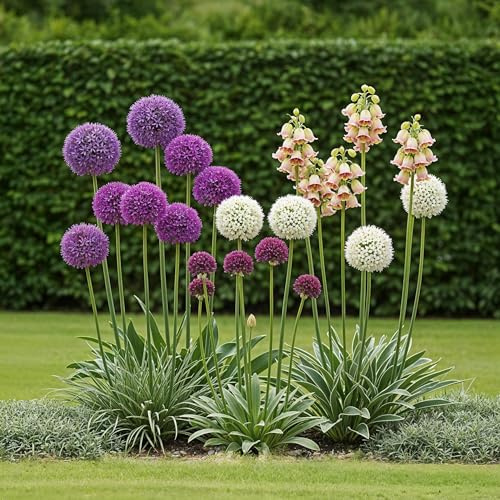 GreenboutiQ - Bulbes à fleurs - Mélange de bulbes Allium - Couleurs variées - 80 pièces - Emballage cadeau