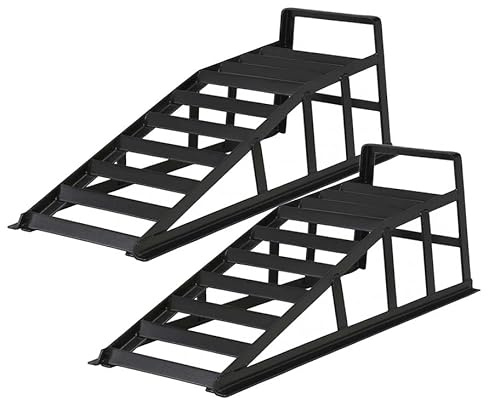 Wiltec Auffahrrampe 2er Set bis 2 t je Paar, 940 x 310 x 270 mm, Auffahrschiene für Fahrzeuge, Verladerampen aus Stahl