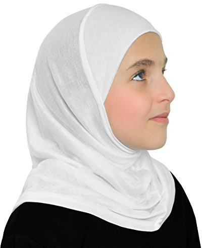 Girls Cotton Hijab 1 piece Amira Headscarf (White)