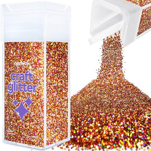 Hemway Craft Glitter Shaker Bronze Brown Holographic 130g Fine | for Resin & Epoxy Crafts, Christmas Art Supplies, Nail, Body, Face, Eye, Festival, Crafting, Slime, Sparkle