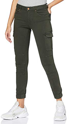 ONLY Cargo Jeans Hose | Stretch Denim Jogger Pants | Slim Mid Waist Karottenhose ONLMISSOURI, Farben:Grün-3, Größe:36W / 30L, Z-Länge:L30