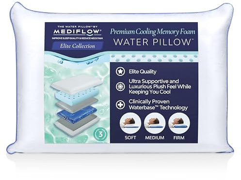 Mediflow Elite Collection - Almohada de Agua de Gel refrescante, ortopédica, Ajustable para aliviar el Dolor de Cuello (Individual)
