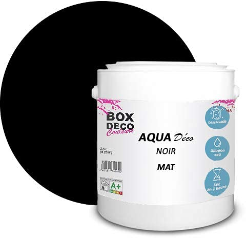 BOX DECO COULEURS Pintura de pared acrílica con aspecto mate Aqua Deco – 2,5 l/25 m², color negro