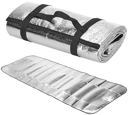 GEEZY Foil Camping Mat with Foam – Lightweight, Foldable & Portable Thermal Sleeping Pad with Buckles – Aluminium Camping Roll Mat for Trekking, Hiking, Picnics & Beach Trips