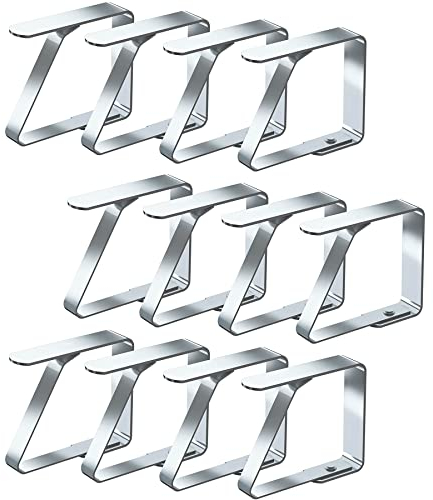 Cezmkio Tischdeckenklammern Groß 12 Stück – Edelstahl 7 x 8 cm Tischdeckenklammern, Tischdeckenhalter Ideal für Restaurant, Picknicks, Festzelte, Hochzeiten, Abschlussfeier