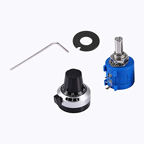 Potenziometro 10K Ohm, 3590S-2-103L Kit potenziometro di precisione a filo avvolto a 10 giri, potenziometro a filo avvolto multigiro con manopola, set di manopole rotanti con quadrante di conteggio de