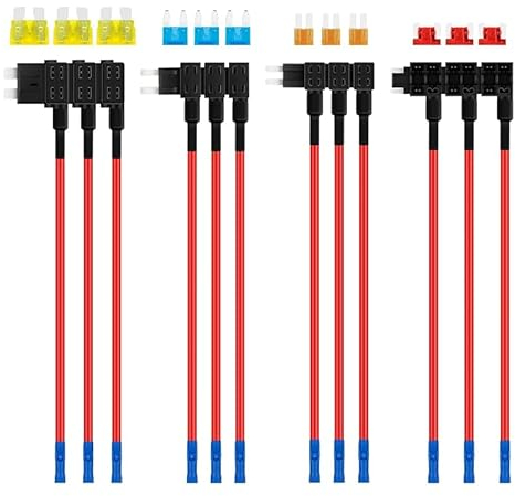 Fusibles Coche, 12 Pcs Portafusibles 12V, Ladrón de Electricidad, Adaptador de Fusible Plano para Distribuidor de Fusibles Enchufables de Coche