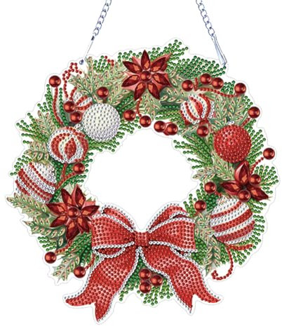 Starnearby Diamond Painting Ghirlanda Natale Fai da te Ghirlanda Natalizia Diamond Painting Artigianato Pittura Diamante Ghirlanda da Appendere Corona Natalizia per Porta Decorazione Natalizia