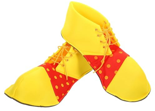 Clown Shoes Adult Men Women Funny Costume Accessories Round Head Shoes Prom Props Halloween (Yellow+Red)