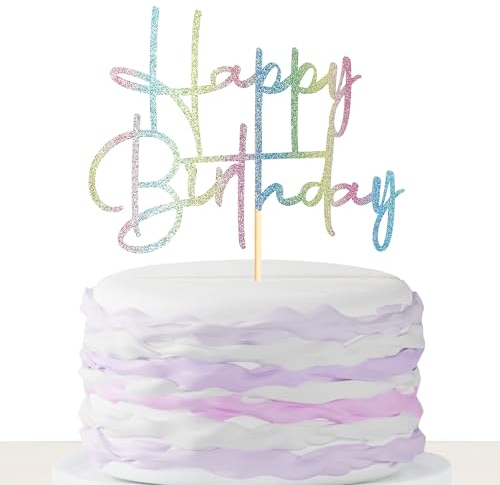 Sumerk 1 PC Happy Birthday Cake Toppers Happy Birthday Decorations Birthday Cake Toppers for Women Men Cake Decorations for Birthday Party Rainbow