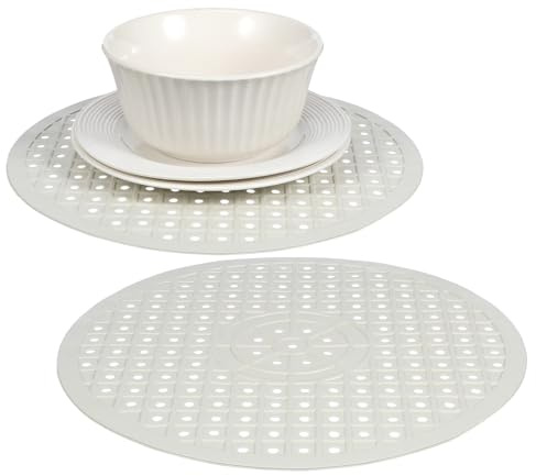 Alipis Round Silicone Sink Protector Mat 2Pcs Set - Non Slip Drain Pad for Kitchen Sink and Countertop Heat Resistant Dish Drying Mat 12 Inch Diameter