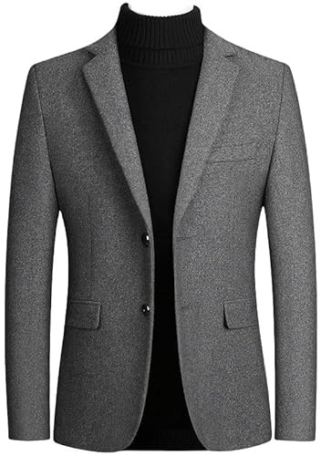 LIUYUYOUGO Americana Hombre Casual, Chaquetas De Tweed para Hombre Blazer Elegante E Informal Chaquetas De Traje Elegantes De Corte Entallado con Dos Botones Abrigos Deportivos De Lana De Invierno B