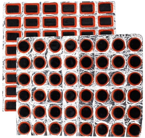 Kit di riparazione per padelle, 96 pezzi, 48 toppe quadrate + 48 toppe rotonde, toppe in gomma per tubi della bicicletta, kit di riparazione per biciclette, moto