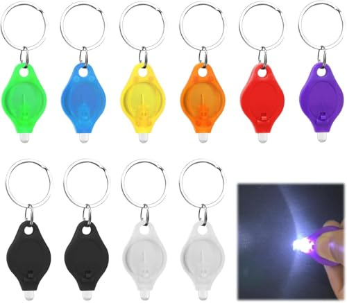 RJLLKD 10 Pcs Mini Keyring Torch, Portable Mini LED Keychain Flashlight | LED Money Detector Light Torches Ultra Bright Light Up Keyrings for Kids and Adults Small Flashlight