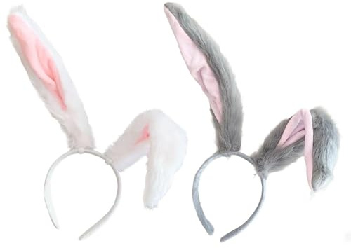 UOPJDD 2 Piezas De Diadema De Orejas De Conejo, Linda Diadema De Felpa, Accesorios De Fotos, Accesorios De Disfraces.