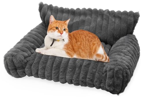 Gohytal Hundesofabett, Katzensofa, Katzenbetten für Hauskatzen Weich und Flauschig, Katzensofabett Kleines Hundebett für Hunde und Katzen, Beruhigendes Hundebett, 60x45x20cm (Grau)