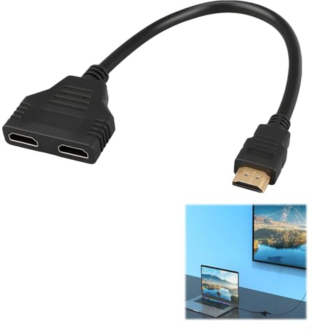 Hdmi Splitter 1 In 2 Out, Dual Hdmi Adapter 1080p HDmi Splitter Extended Display 2 Port HDmi Splitter Switcher for Monitors Full HD HDTV Blu-ray DVD Fire Stick PS3/4, Plug and Play
