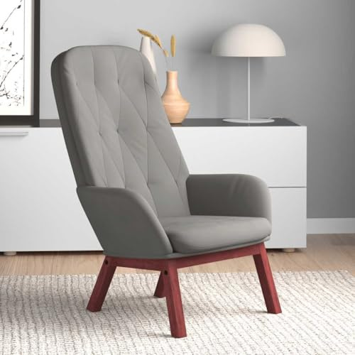 SooIarix Relaxfåtölj ljusgrå sammet, trä och metall, 70 x 77 x 98 cm, öronfåtölj, loungefåtölj, stoppstol för vardagsrum och sovrum