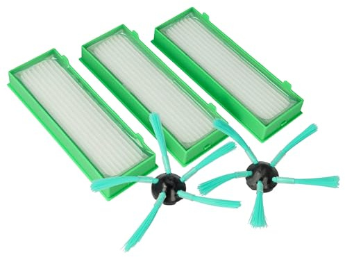 vhbw 5-TLG. Wartungskit kompatibel mit Vorwerk Kobold VR-300, VR300, VR-200, VR200 Saugroboter - HEPA-Filter, Seitenbürsten