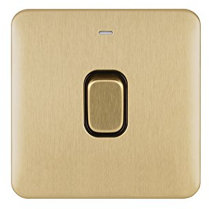 Schneider Electric Lisse Interrupteur de commande sans vis avec indicateur LED 240 V, or, GGBL2011BSBS, 240V