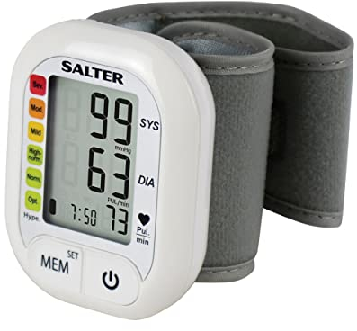 Salter BPW-9101-EU Automatic Wrist Blood Pressure Monitor, Single User 60 Memories, Compact and Portable, Irregular Heartbeat Detection, One Button Measurement, Adjustable Cuff, Low Battery Indicator
