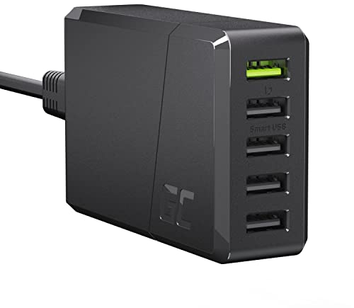 USB-A Ladegerät 52W 5 Port USB Green Cell Power Adapter mit Quick Charge 3.0 Handy Schnellladegerät netzteil Multi USB Mehrfach Ladegerät für Phone 13 12 iPad Galaxy S22 S21 S20 Tablet Android Handys