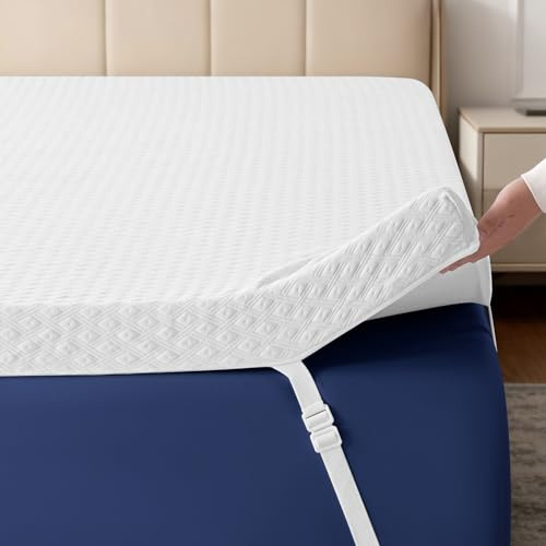 EDILLY 3 Inch Cooling Gel Memory Foam Mattress Topper Queen Size,with Removable & Washable Bamboo Cover,Soft Breathable Mattress Pad,Bed Topper for Back Pain Relief (60x80)