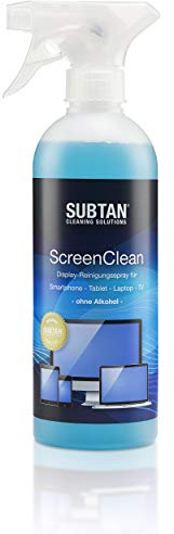 SUBTAN 500 ml ScreenClean Bildschirm- und Display-Reiniger-Spray ohne Alkohol für Smartphone, Tablet, Laptop, TV
