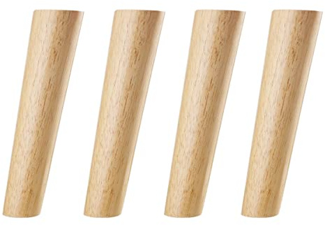 Qrity 20CM Meubles en Bois Pieds, 4 Pièces Pied de Canapé en Bois Massif avec Plaque de Montage et Vis, pour Table, Canapé et Autres Meubles, Obliques Tapered