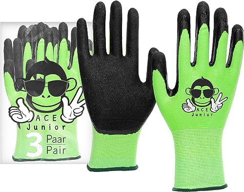 ACE - Guantes de jardinería Junior para jardineros pequeños, 9-10 años, color verde