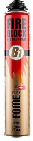 B1 Montageschaum 750ml, Brandschutzschaum schwer entflammbar, feuchtigkeitshärtend, PU Pistolenschaum, Montageschaum, Bauschaum, Füllschaum, Dämmschaum (1x Brandschutzschaum)
