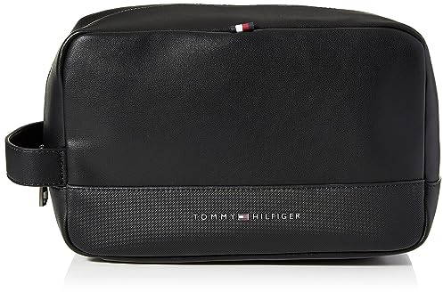 Tommy Hilfiger Herren Kulturbeutel TH Essential Pu Washbag Kunstleder, Schwarz (Black), Einheitsgröße