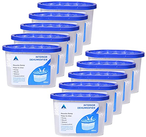 ACCURATE 500ml Interior Dehumidifier Pack of 10 | Condensation Remover Moisture Absorber for Damp, Mould, Moisture in Home,Kitchen, Wardrobe, Bedroom, Caravan, Office, Garage (PACK OF 10)
