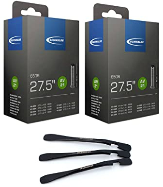 2er Set Schwalbe Schlauch AV21 40mm 27,5 Zoll (40/62-584) inklusive 3 MSZweirad Reifenheber