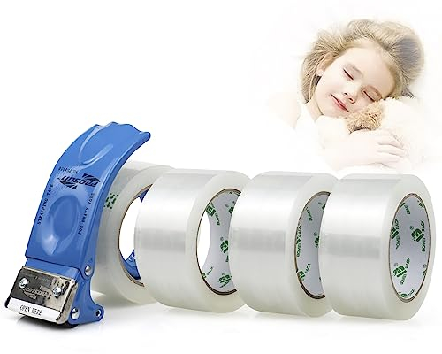 BOMEI PACK 4 Rollen Klebeband transparent PP 100% leise Paketband Packband Paketklebeband 48mm x 66m transparent Klebeband durchsichtig 60micon Thickabrollbar mit Metall Paketabroller