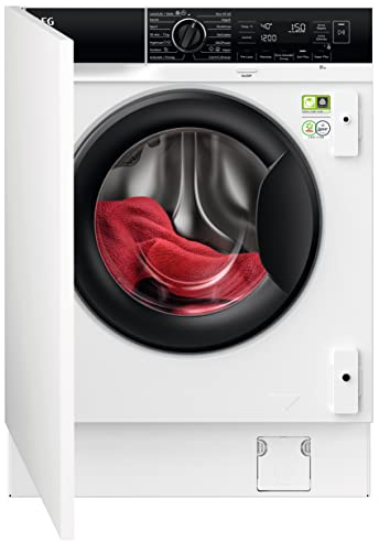 AEG LFN8E8436C Lavadora de Carga Frontal Integrable 8 Kg, 1400rpm, Motor Invert, Programa Rápido, Función Vapor, Conectividad Wifi, Display XL, Dark Silver, Clase A, Fabricado en UE