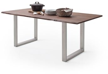 möbelando Baumkantentisch >Calabria< in Akazie walnussfarbig - 180x76,5x90 (BxHxT)