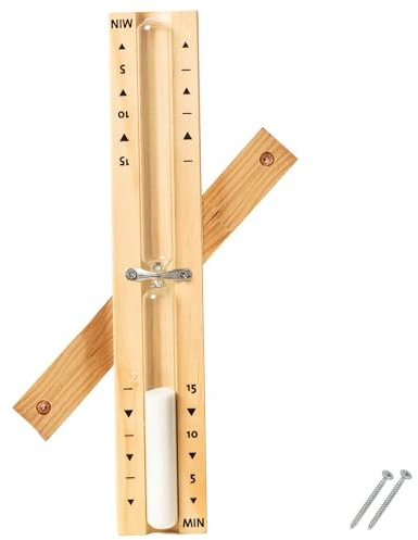 Sablier de sauna en bois de 15 minutes – Horloge murale rotative résistante à la chaleur (blanc)